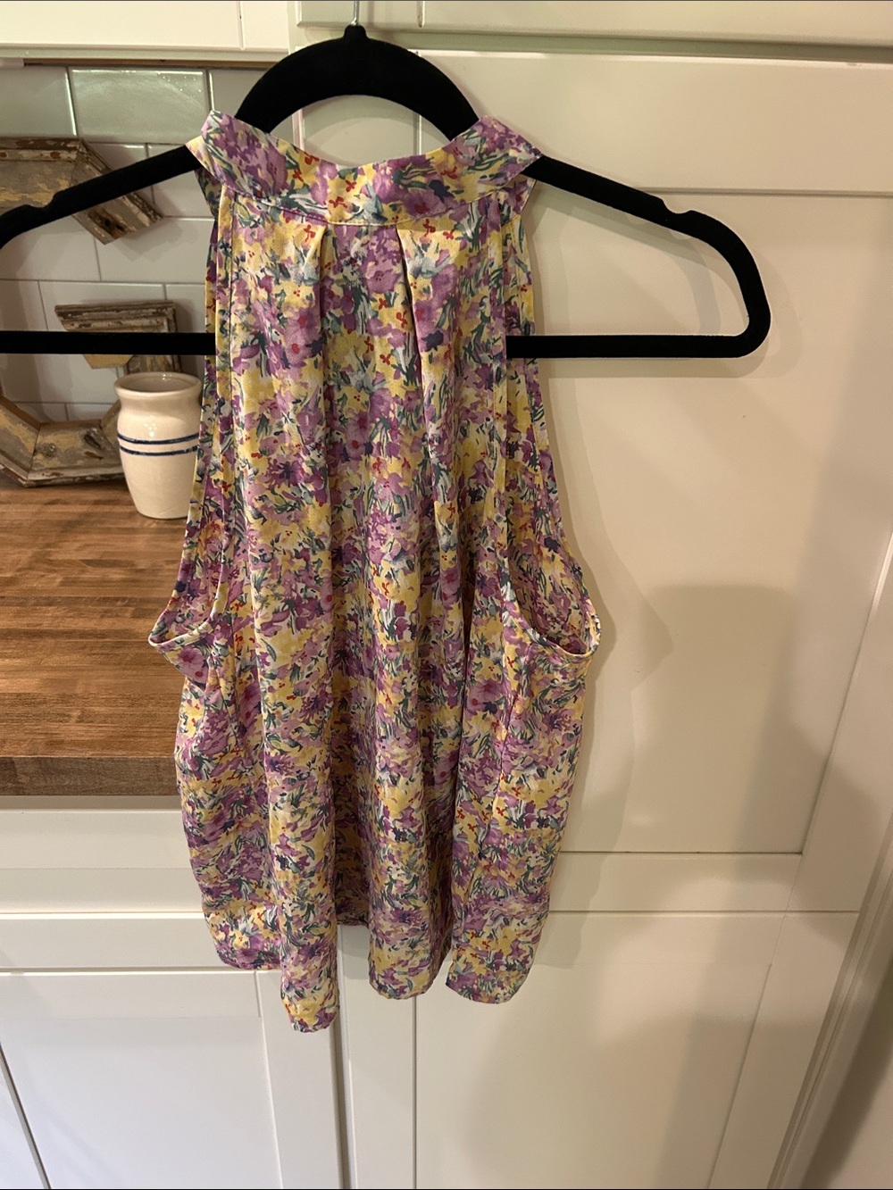 SHEIN Yellow & Lavender One-Shoulder Floral Top